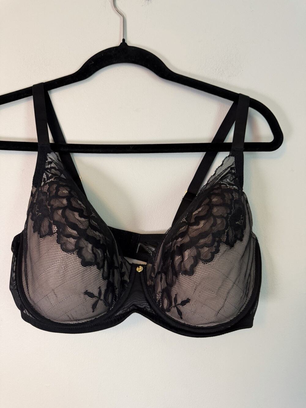 Natori Flora Contour Underwire T-Shirt Bra 721150 Black Lace Size 36DDD